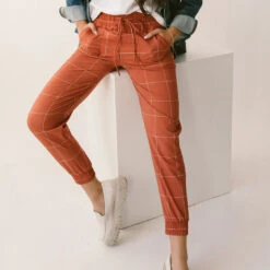 Destination Joggers, Rust Windowpane 15 Destination Joggers, Rust Windowpane -Clothing Promotional Store 4 closeup 1