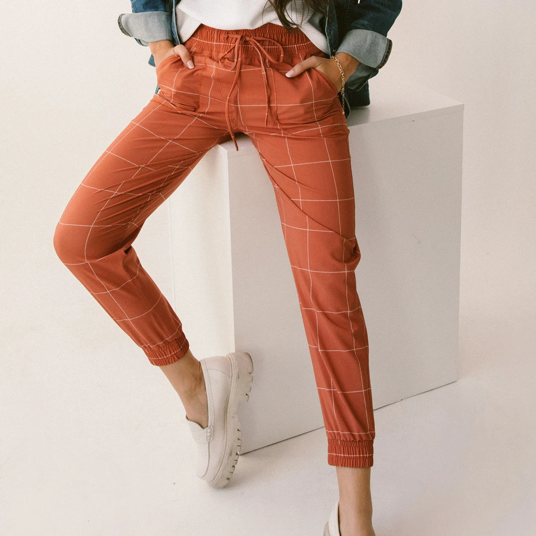 Destination Joggers, Rust Windowpane 7 Destination Joggers, Rust Windowpane - Image 5