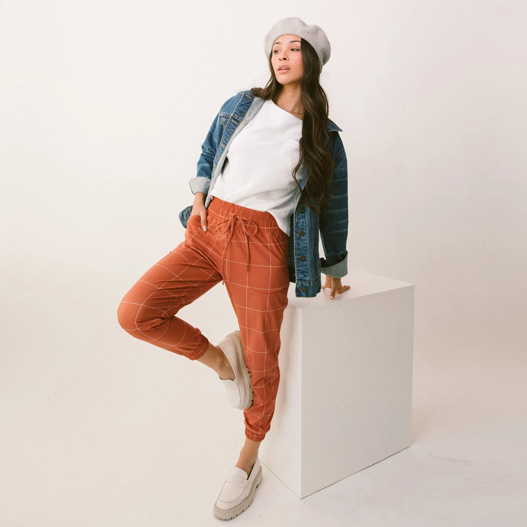 Destination Joggers, Rust Windowpane 5 Destination Joggers, Rust Windowpane - Image 3