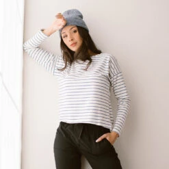Long Sleeve Tee, Indigo Venice Stripe -Clothing Promotional Store 89A3244 1