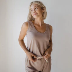 Serenity Tank Jumpsuit, Mocha -Clothing Promotional Store 89A7900