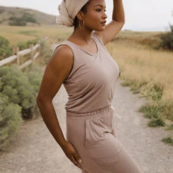 Serenity Tank Jumpsuit, Mocha -Clothing Promotional Store 89A9907final2