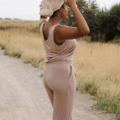 Serenity Tank Jumpsuit, Mocha -Clothing Promotional Store 89A9958final2