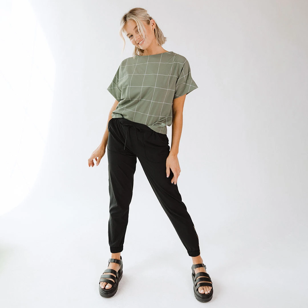 Boss Crop Tee, Sage Windowpane 5 Boss Crop Tee, Sage Windowpane - Image 3