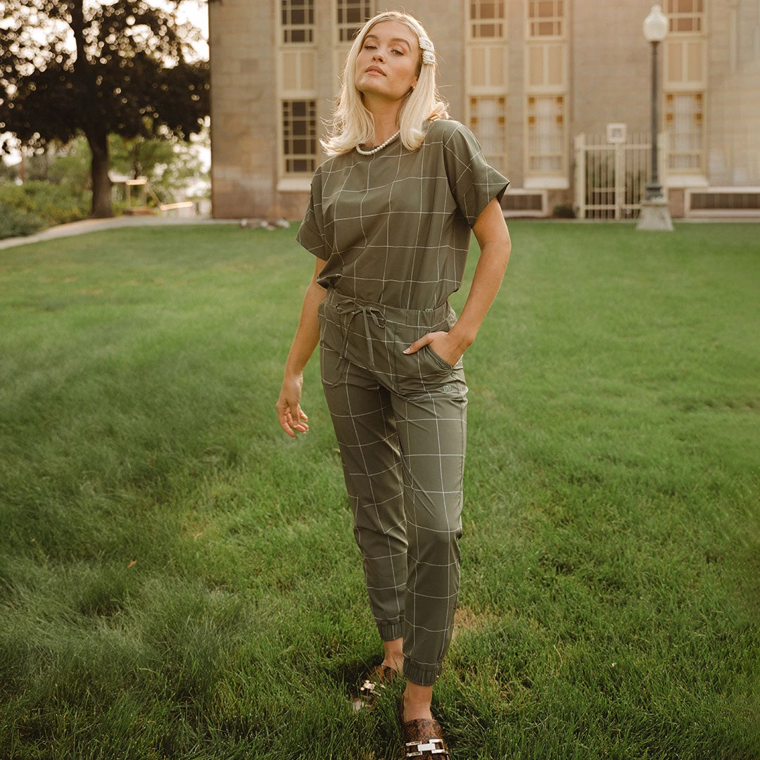 Boss Crop Tee, Sage Windowpane 11 Boss Crop Tee, Sage Windowpane - Image 9