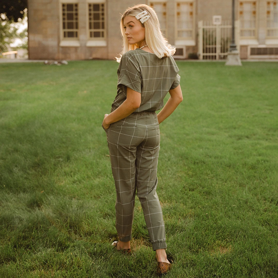 Boss Crop Tee, Sage Windowpane 12 Boss Crop Tee, Sage Windowpane - Image 10