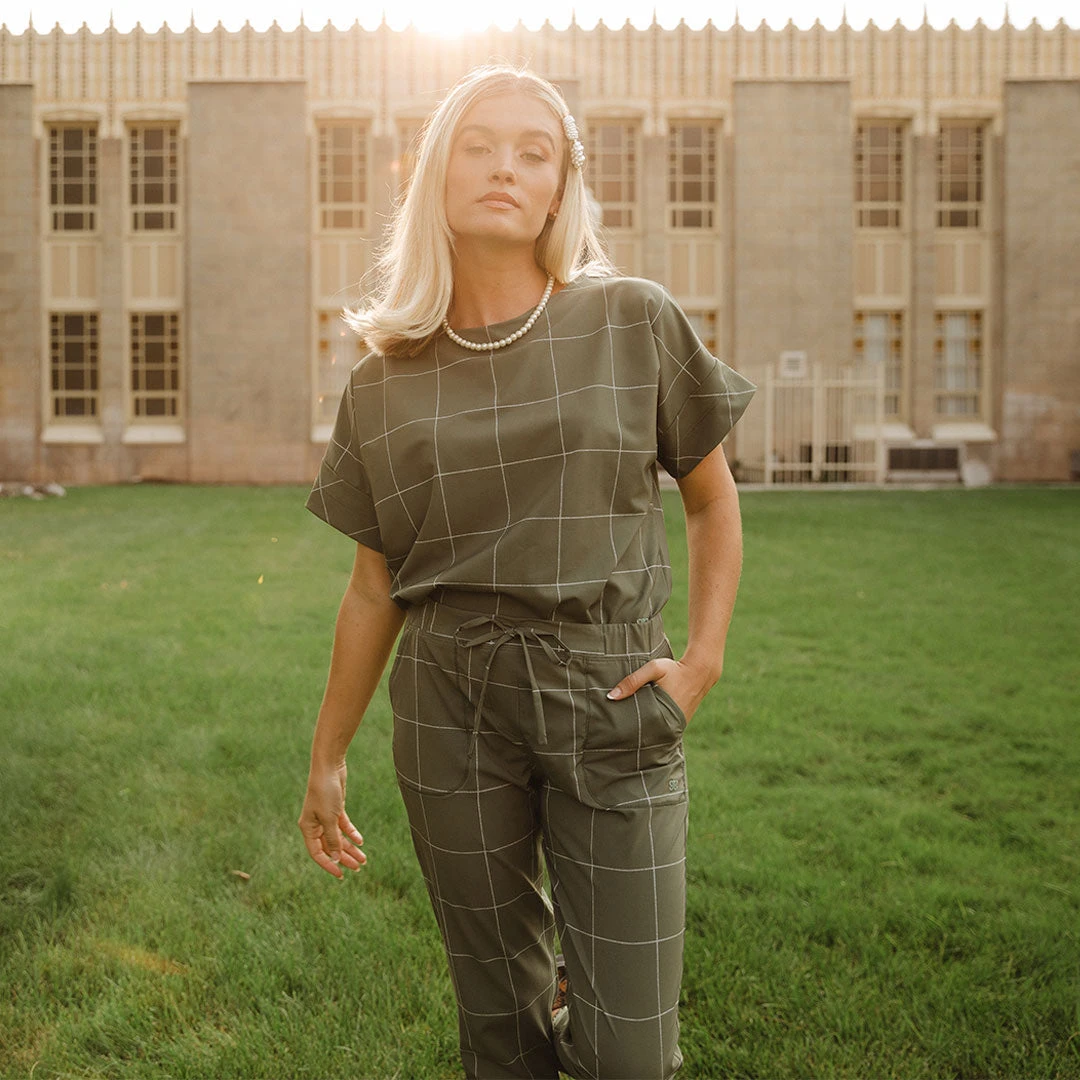 Boss Crop Tee, Sage Windowpane 10 Boss Crop Tee, Sage Windowpane - Image 8