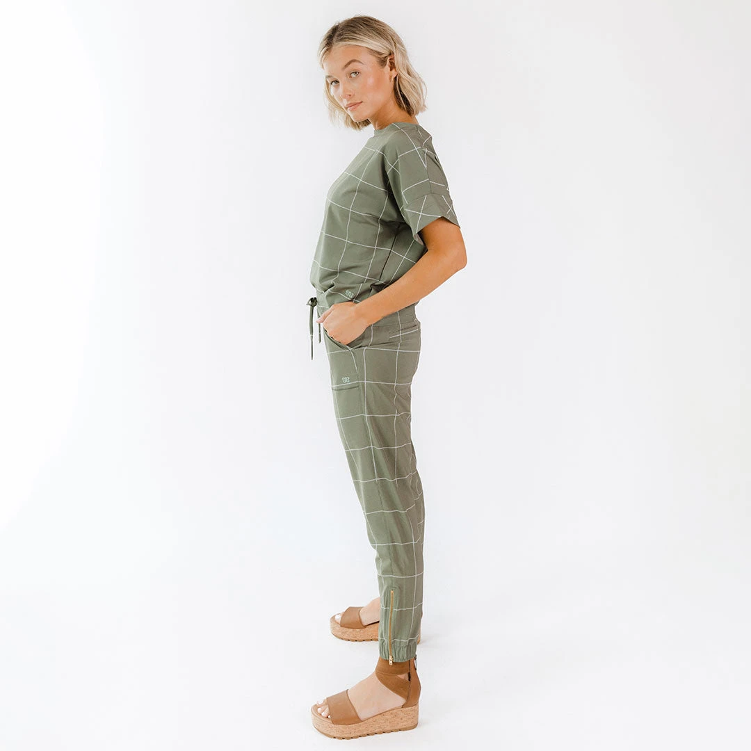 Boss Crop Tee, Sage Windowpane 8 Boss Crop Tee, Sage Windowpane - Image 6