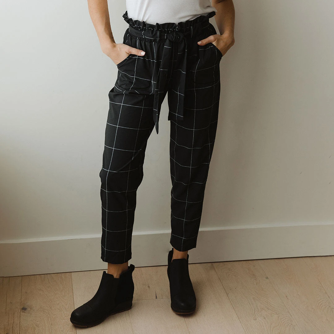 Black Windowpane Bow Belt Capri 9 Black Windowpane Bow Belt Capri - Image 7