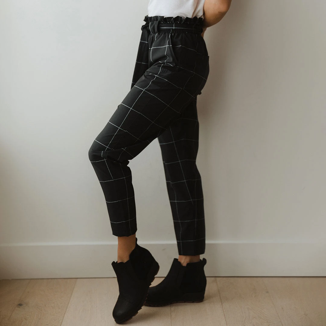 Black Windowpane Bow Belt Capri 10 Black Windowpane Bow Belt Capri - Image 8