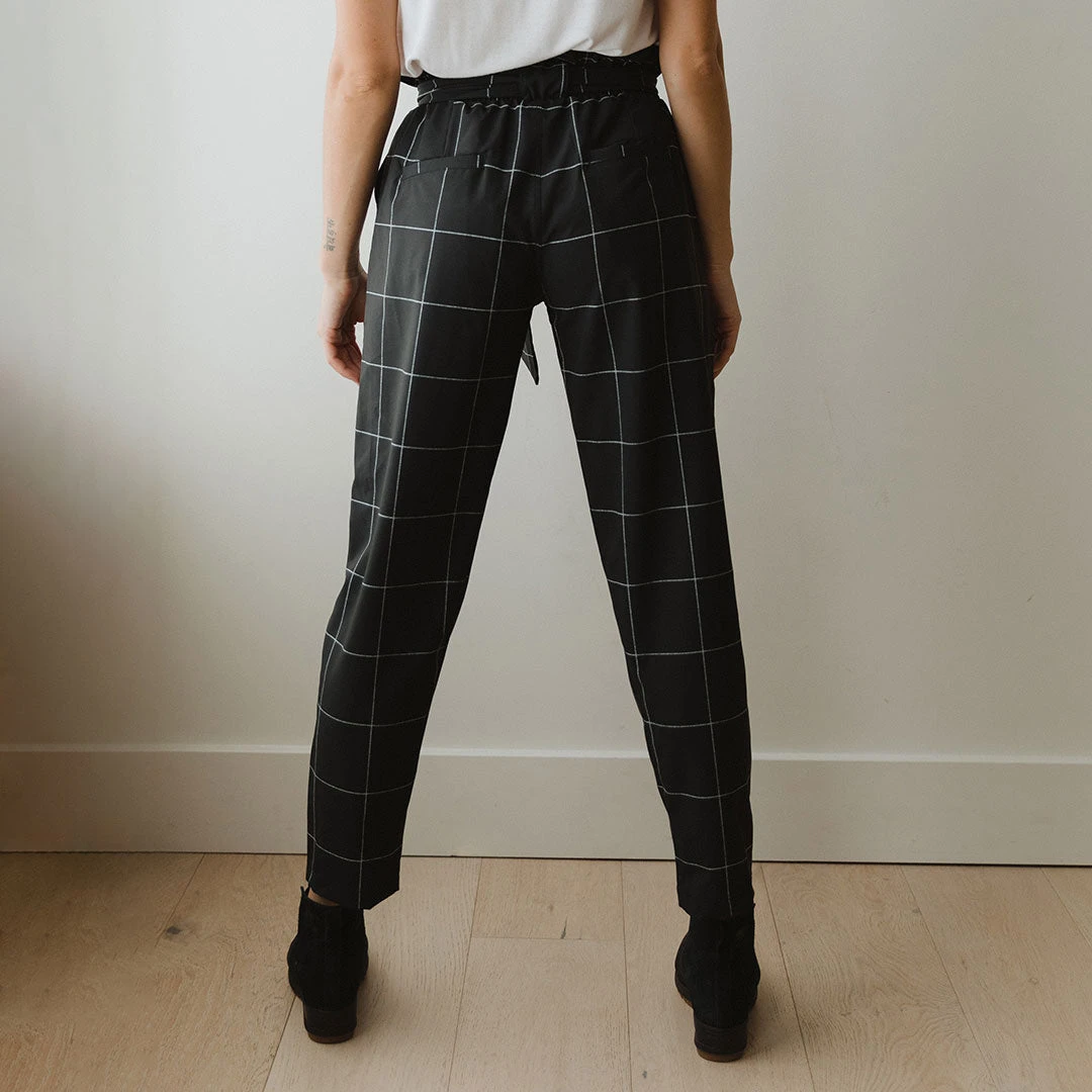 Black Windowpane Bow Belt Capri 11 Black Windowpane Bow Belt Capri - Image 9