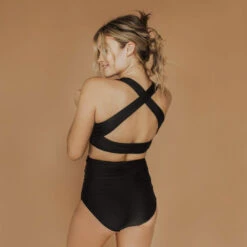 Matte Black Ruched High-Waisted Bottoms -Clothing Promotional Store BlackRuched Web2
