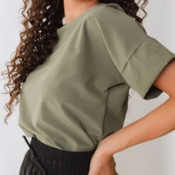 Boss Crop Tee, Sage 16 Boss Crop Tee, Sage -Clothing Promotional Store DSC00410final