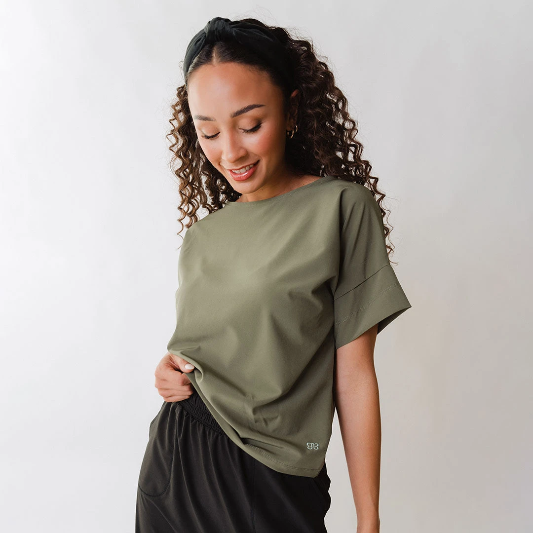 Boss Crop Tee, Sage 4 Boss Crop Tee, Sage - Image 2