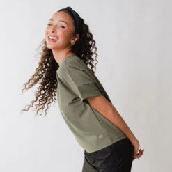 Boss Crop Tee, Sage 15 Boss Crop Tee, Sage -Clothing Promotional Store DSC00448final