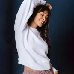 Atlas Ribbed Sweater, White -Clothing Promotional Store DSC07168final