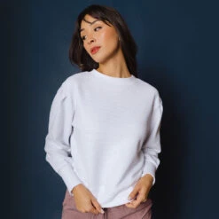 Atlas Ribbed Sweater, White -Clothing Promotional Store DSC07190final