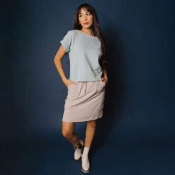 Atlas Ribbed Blouse, Grey -Clothing Promotional Store DSC07254final