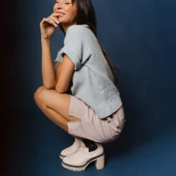 Atlas Ribbed Blouse, Grey -Clothing Promotional Store DSC07286final