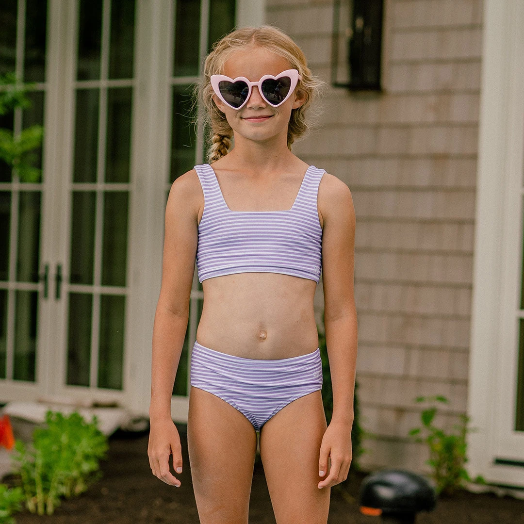 Mini Olivia Two-Piece Set, Lilac Stripe 3 Mini Olivia Two-Piece Set, Lilac Stripe