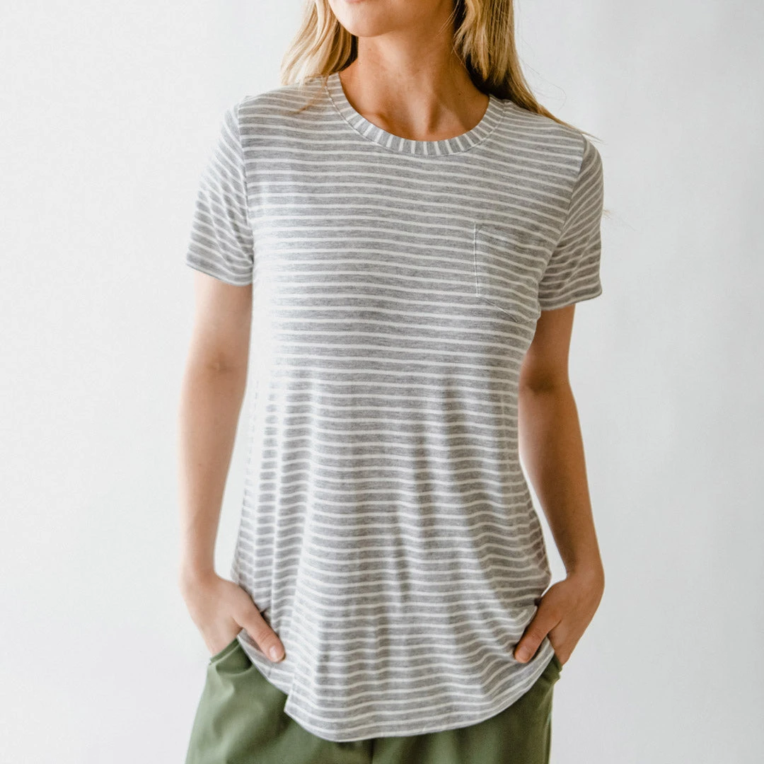 Basic Tee, Heather Grey/Ivory 11 Basic Tee, Heather Grey/Ivory - Image 9