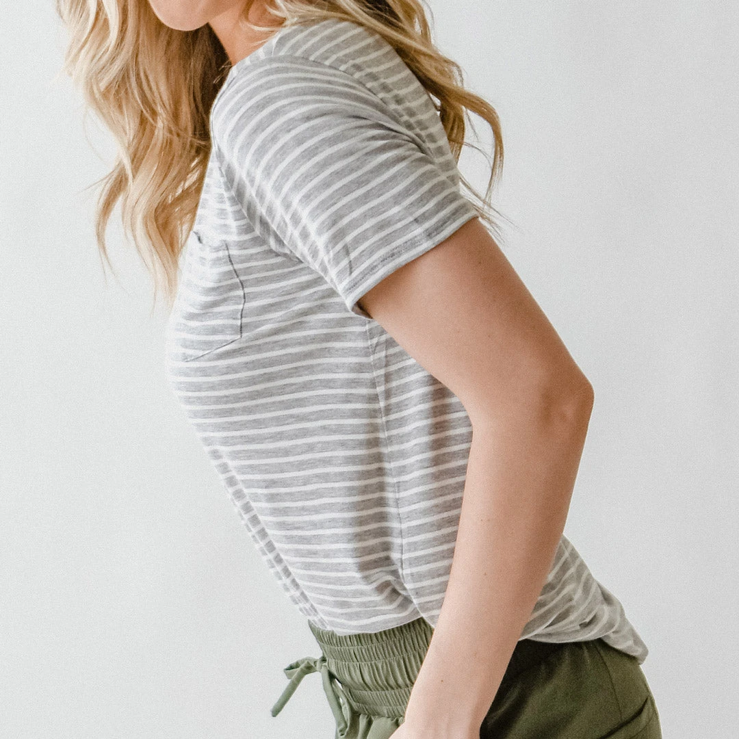 Basic Tee, Heather Grey/Ivory 10 Basic Tee, Heather Grey/Ivory - Image 8