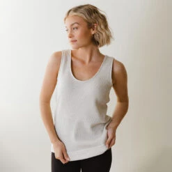 Waffle Tank, Oatmeal -Clothing Promotional Store HELLO COZY TANK OATMEAL 5