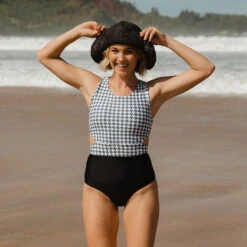 Island Breeze One-Piece Swimsuit 12 Island Breeze One-Piece Swimsuit -Clothing Promotional Store HOUNDSTOOTH CASTAWAY WEB 1