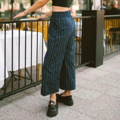 Audrey Wide Leg Pants, Navy Pinstripe 23 Audrey Wide Leg Pants, Navy Pinstripe -Clothing Promotional Store I2A8651final