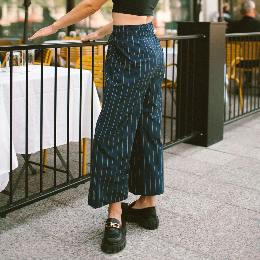 Audrey Wide Leg Pants, Navy Pinstripe 13 Audrey Wide Leg Pants, Navy Pinstripe - Image 11
