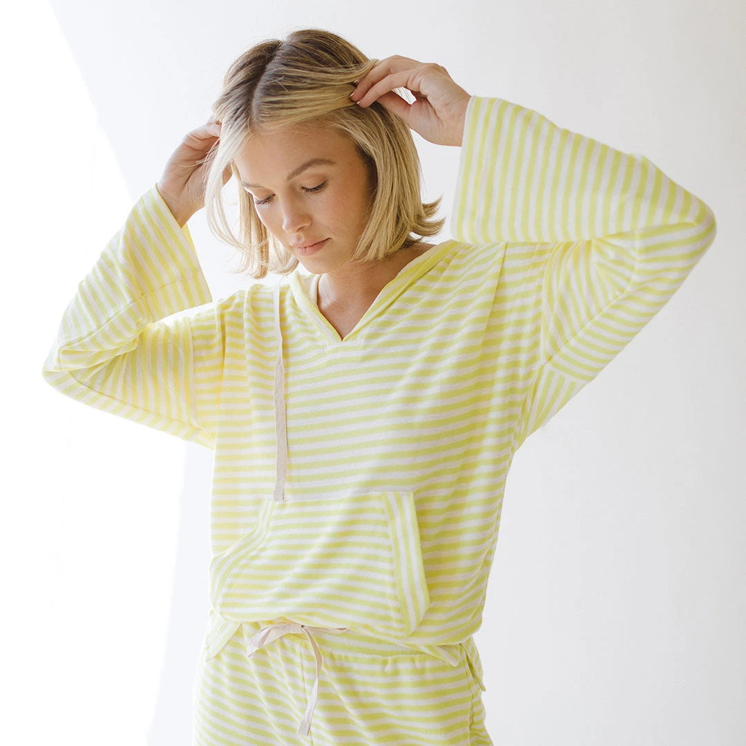 Sailor Stripe Hoodie, Yellow Stripe 4 Sailor Stripe Hoodie, Yellow Stripe - Image 2