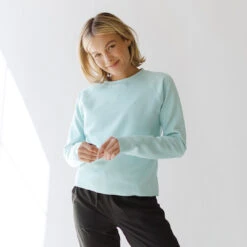 Robins Egg Neo Crop Sweatshirt 11 Robins Egg Neo Crop Sweatshirt -Clothing Promotional Store I2A9417final 1