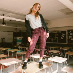 Maroon Windowpane Jetsetters 14 Maroon Windowpane Jetsetters -Clothing Promotional Store JETSETTERS MAROON WINDOWPANE 11