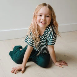 Mini Candy Cane Green Pajama Set 12 Mini Candy Cane Green Pajama Set -Clothing Promotional Store MINI GREEN STRIPE SET 4