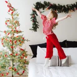 Mini Candy Cane Red Pajama Set -Clothing Promotional Store MINI RED STRIPE SET 9 1