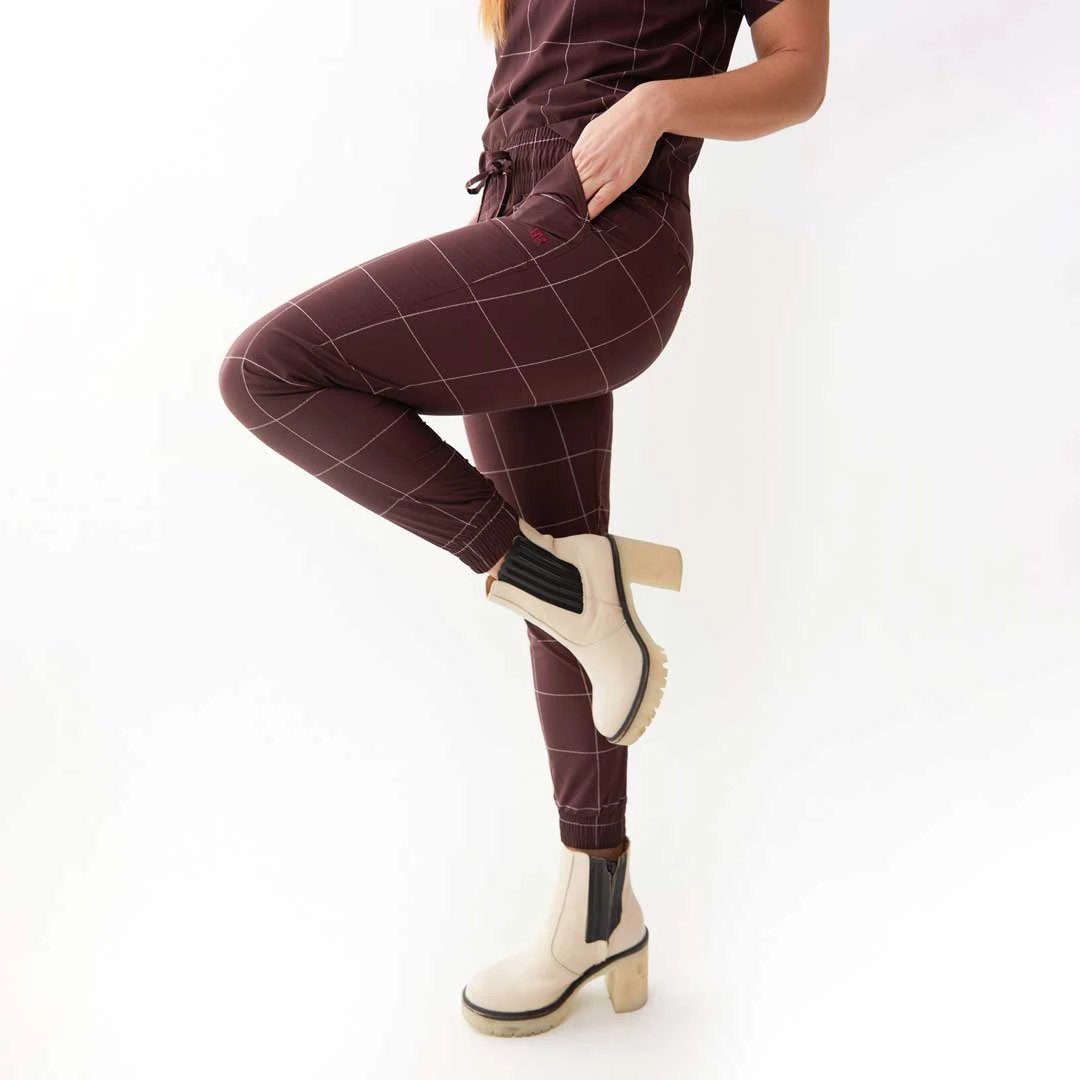 Destination Joggers, Maroon Windowpane 5 Destination Joggers, Maroon Windowpane - Image 3
