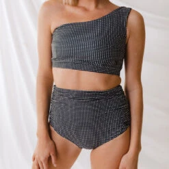 Black Checkers Ruched High-Waisted Bottoms -Clothing Promotional Store RUCHED HW BOTTOMS BLACK CHECKERS 1