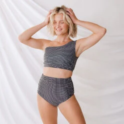 Black Checkers Ruched High-Waisted Bottoms -Clothing Promotional Store RUCHED HW BOTTOMS BLACK CHECKERS 5