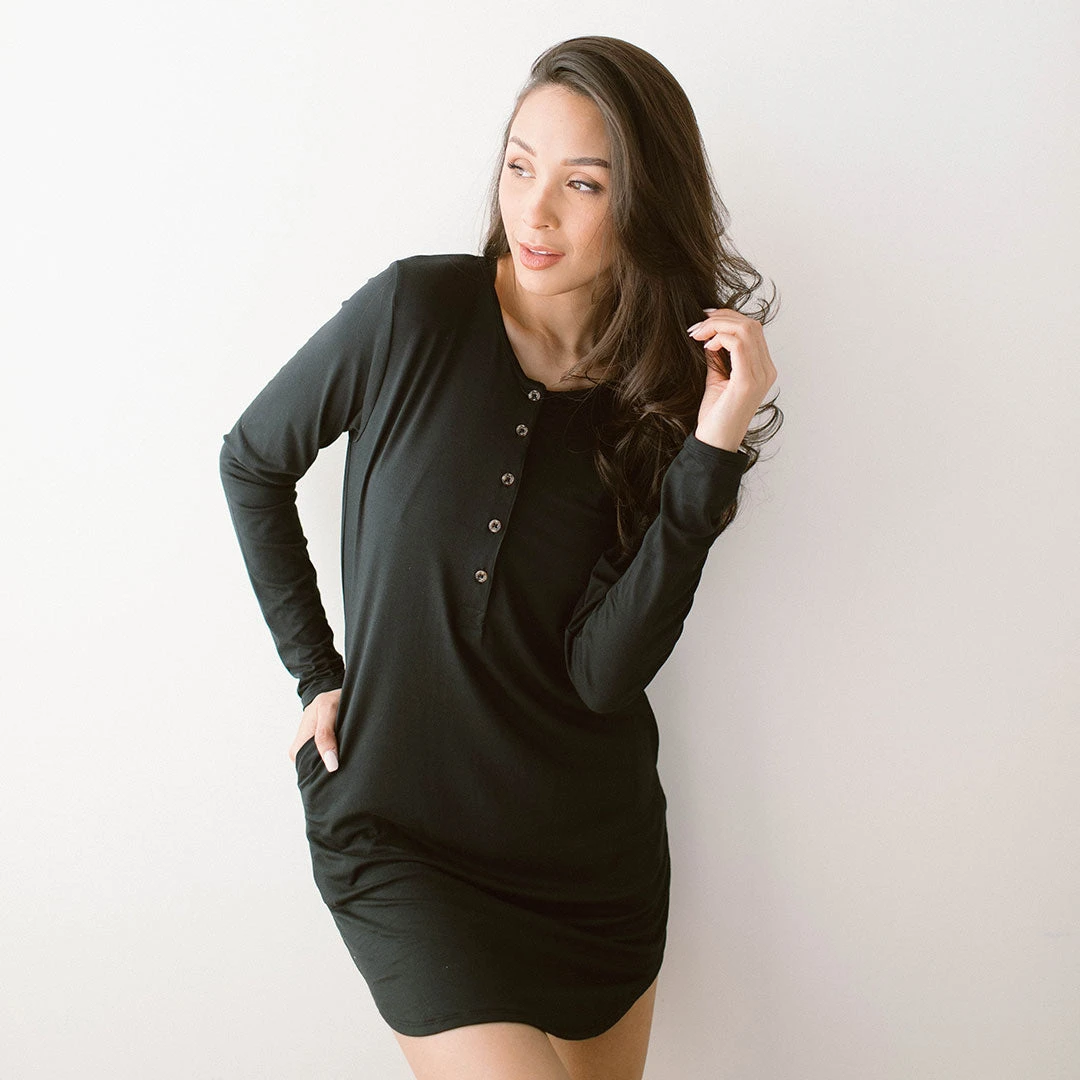Serenity PJ Dress, Black 4 Serenity PJ Dress, Black - Image 2