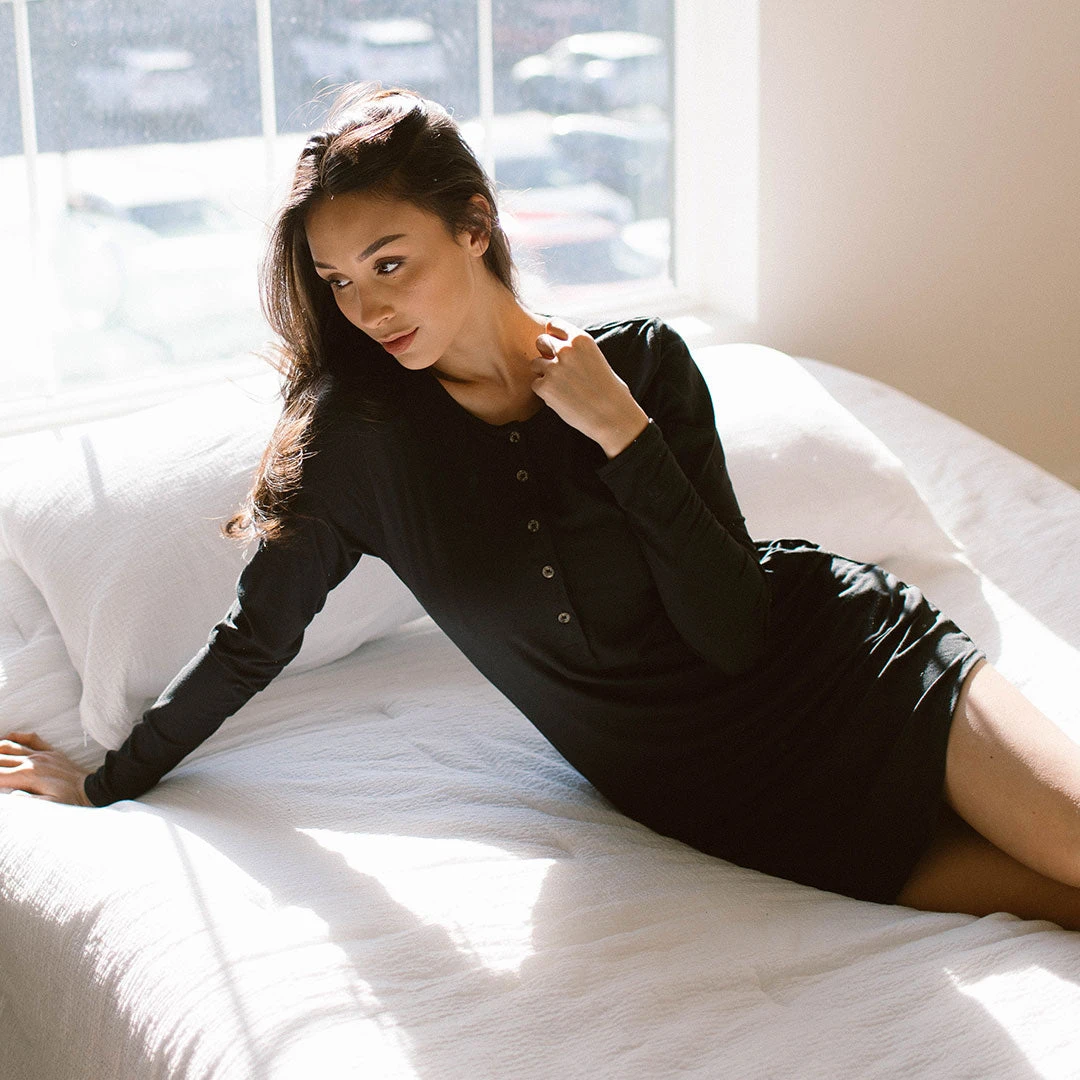 Serenity PJ Dress, Black 10 Serenity PJ Dress, Black - Image 8