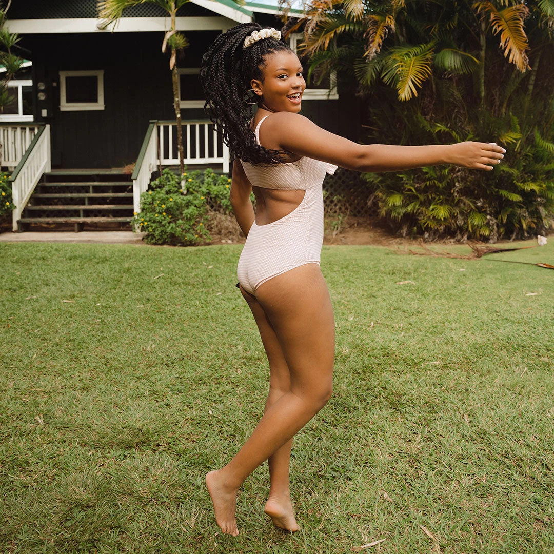 Pink Checkers Top Knot One-Piece 7 Pink Checkers Top Knot One-Piece - Image 5