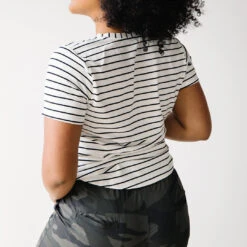 Basic V Neck Tee, Black Venice Stripe 15 Basic V Neck Tee, Black Venice Stripe -Clothing Promotional Store V NECK TEE STRIPE 2