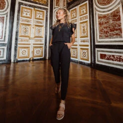 9 To 9 Jumpsuit 17 9 To 9 Jumpsuit -Clothing Promotional Store black flutter sleeve jumpsuit6