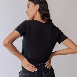 Basic V Neck Tee, Bamboo Black 11 Basic V Neck Tee, Bamboo Black -Clothing Promotional Store blacktee 2i 1