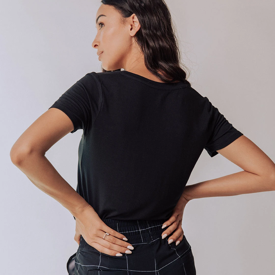 Basic V Neck Tee, Bamboo Black 7 Basic V Neck Tee, Bamboo Black - Image 5