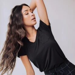 Basic V Neck Tee, Bamboo Black 10 Basic V Neck Tee, Bamboo Black -Clothing Promotional Store blacktee iiiiiiiiiiiiiii 1