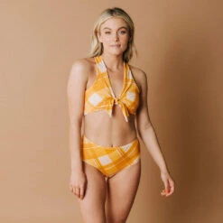 Butterscotch Plaid Top Knot -Clothing Promotional Store butterscotch plaid top knot