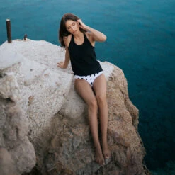 Blousy Tankini, Matte Black -Clothing Promotional Store flowytank web7