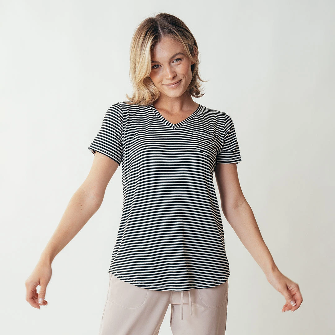 Basic V Neck Tee, Black White 5 Basic V Neck Tee, Black White - Image 3