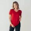 Basic V Neck Tee, Red -Clothing Promotional Store leisureshoot redshirttee 1